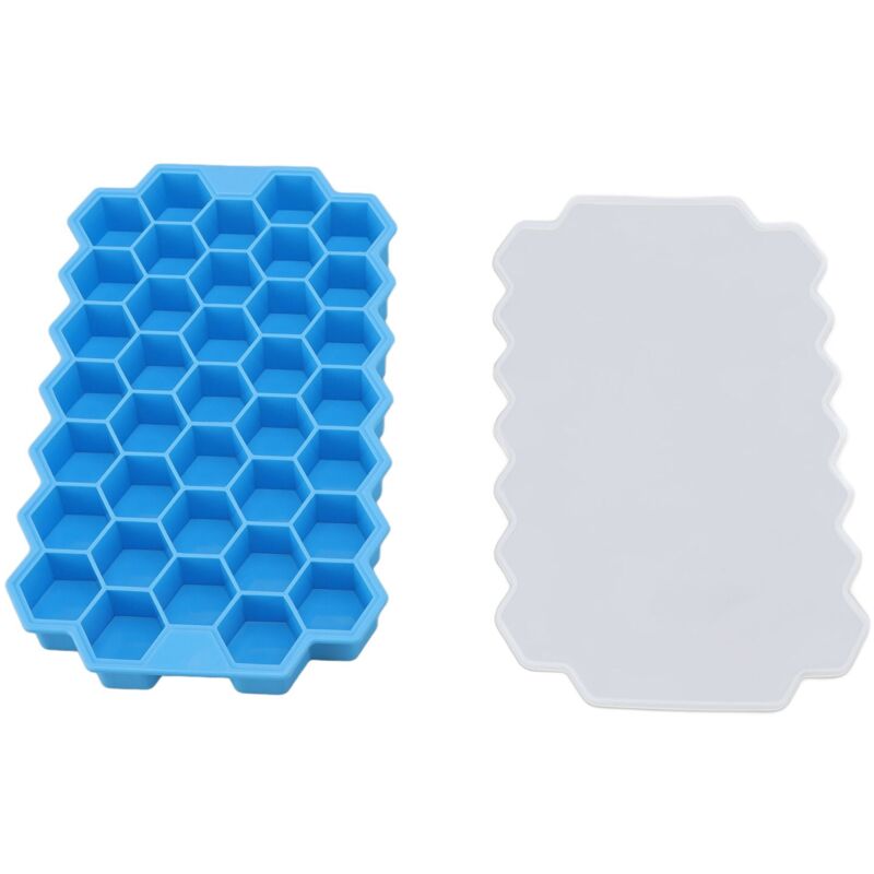 Flexible Silikon-Eiscremeform mit 37 Wabenmulden, selbstgemachte Nahrungsergänzungsmittel-Form, mit blauem Deckel