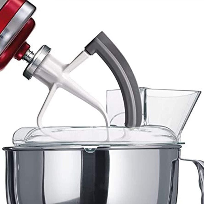 Flexibler Flachschneebesen für KitchenAid-Zubehör, Aluminiumschneebesen für KitchenAid 4,5–5 l Küchenmaschine, Rührbesen mit Silikonschaber,