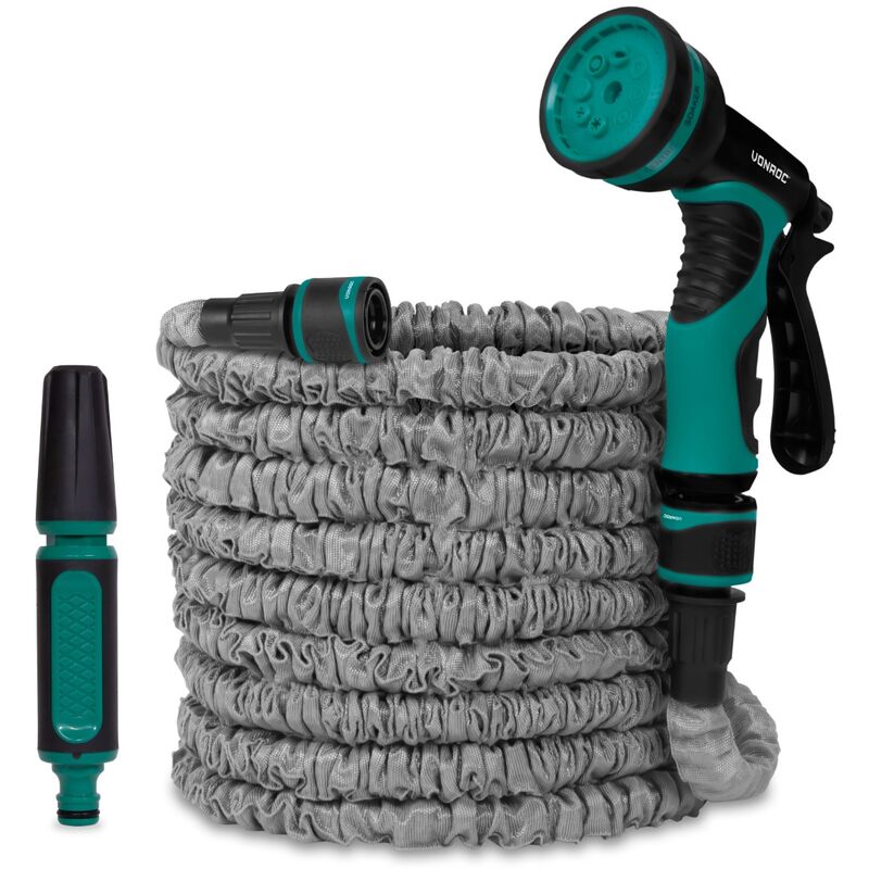VONROC Gartenschlauch Flexibel - Flexibler Gartenschlauch 20m - Inkl. Wandhalterung, Anschlüsse, Sprühdüse und Multisprühkopf
