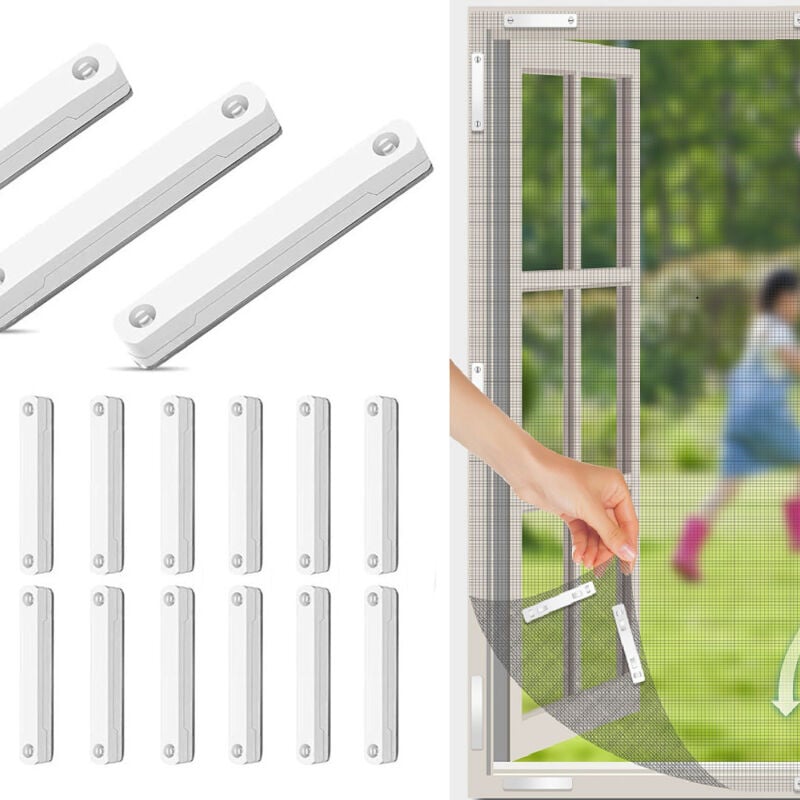 Fliegengitter Fenster Magnet, Fenster Magnetverschluss für Innen und Außen Insektenschutz Magnet Set - 12 Stück Weiß