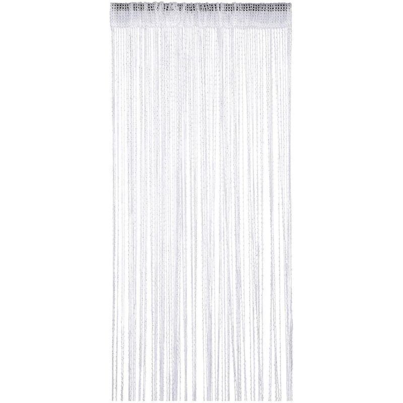 Fliegengitter-Türvorhang 90 x 200 cm, weiß mit Glitzerkordel, Raumteiler, elegante und praktische Dekoration