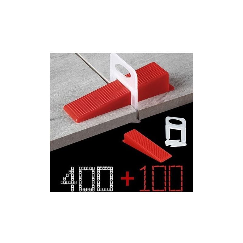 Fliesen-Nivelliersystem 1,5 mm Fugenbreite, 400 Aufreißlaschen, 100-teiliges wiederverwendbares Keil-Set, Fliesen-Nivelliersystem für Fliesenstärken