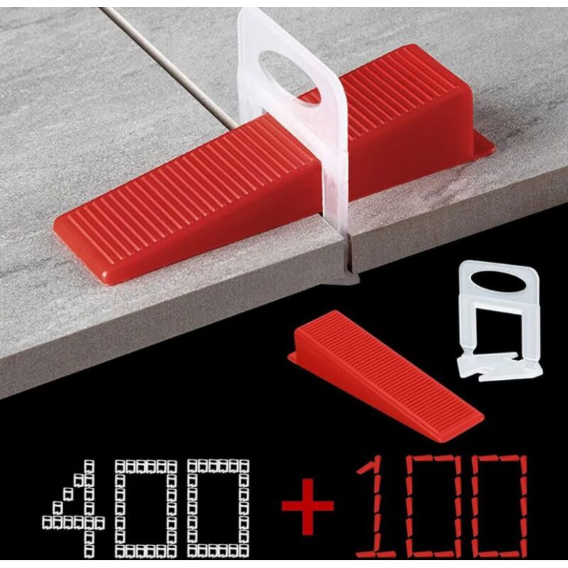 Fliesen-Nivelliersystem 1,5 mm Fugenbreite, 400 Aufreißlaschen, 100-teiliges wiederverwendbares Keilset, Fliesen-Nivelliersystem für Fliesenstärken