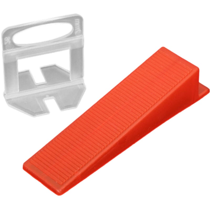 Fliesen-Nivelliersystem - 2 mm Fugenbreite - 400 Spannzungen - 100 wiederverwendbare Keile - Für Fliesen mit einer Dicke von 3–12 mm