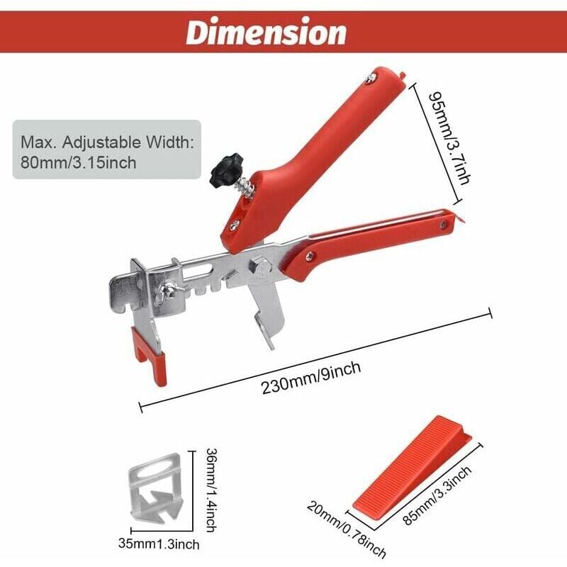 Fliesen-Nivelliersystem, Fliesen-Nivellierkeil, 300 Stück, Nivellier-Abstandshalter, Clip, selbstnivellierendes System, Fliesen-Nivellierer,