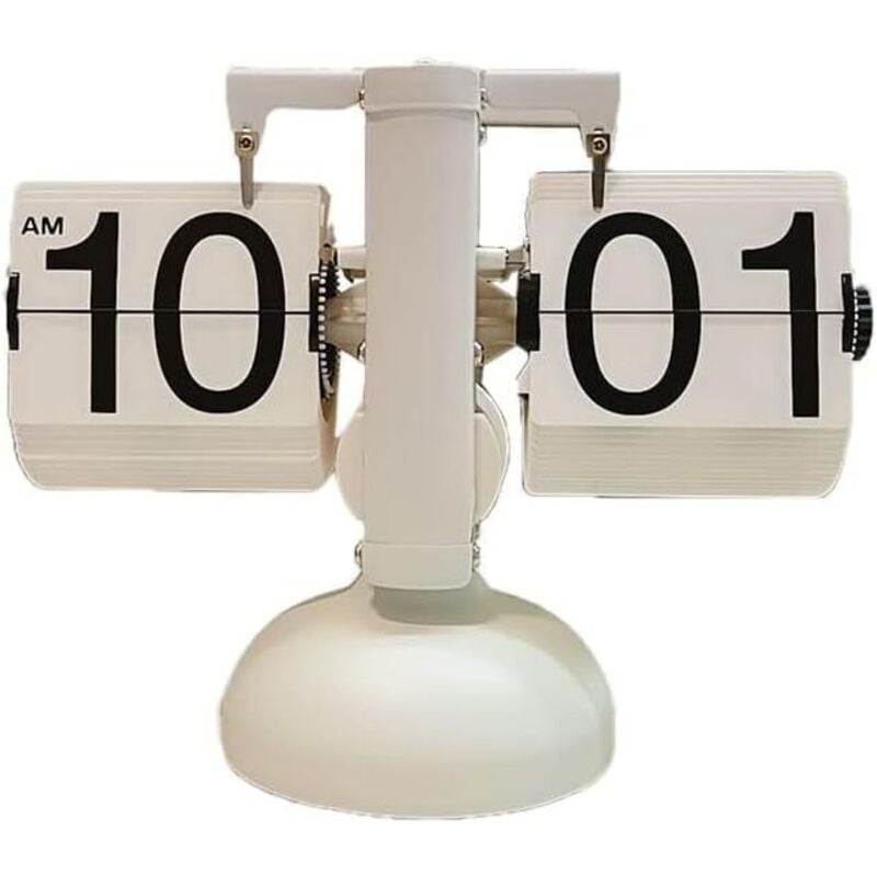 Flip Clock, Retro-Digitaluhr, Flip-Schreibtischuhr, Tischuhr, leise und genaue mechanische Uhr, Flip Clock für (weiß)