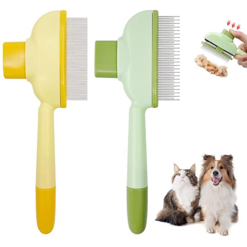 Flohkamm für Katzen und Hunde, Bürste gegen Haarausfall, Tierhaarentfernungskamm mit langen und kurzen Edelstahlzinken zum Abtragen von Fell.