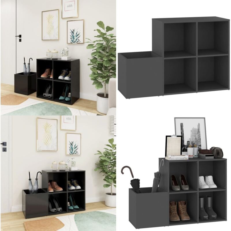 Vidaxl - Flur-Schuhschrank Grau 105x35,5x70 cm Holzwerkstoff - Flur-Schuhschrank - Schuhschrank - Holzwerkstoffmöbel - Garderobe - Schrank - Home &