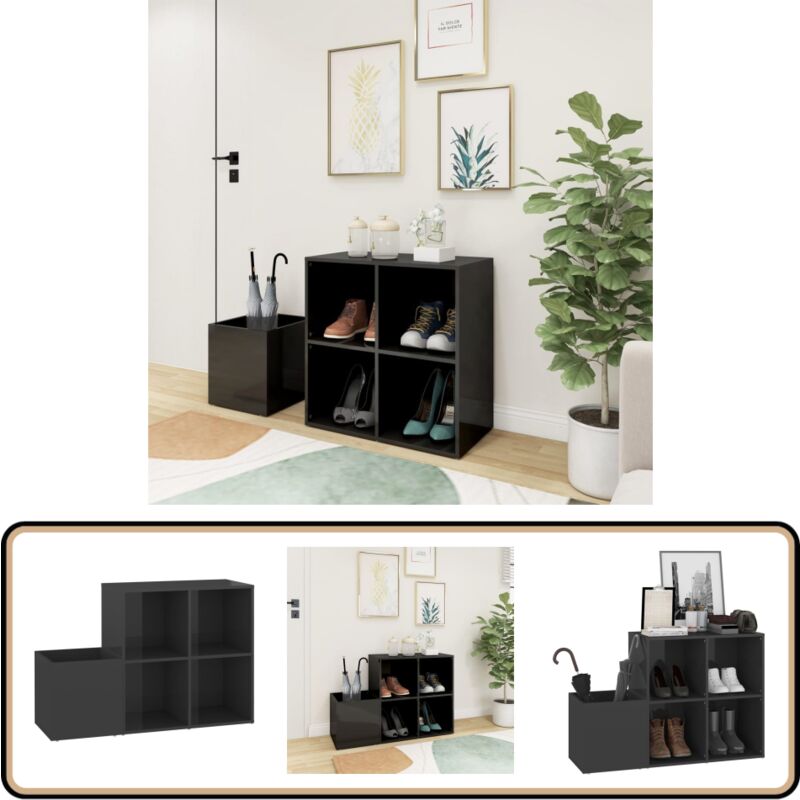 Vidaxl - Flur-Schuhschrank Hochglanz-Grau 105x35,5x70 cm Holzwerkstoff - Flur-Schuhschrank - Schuhschrank - Holzwerkstoffmöbel - Garderobe - Schrank