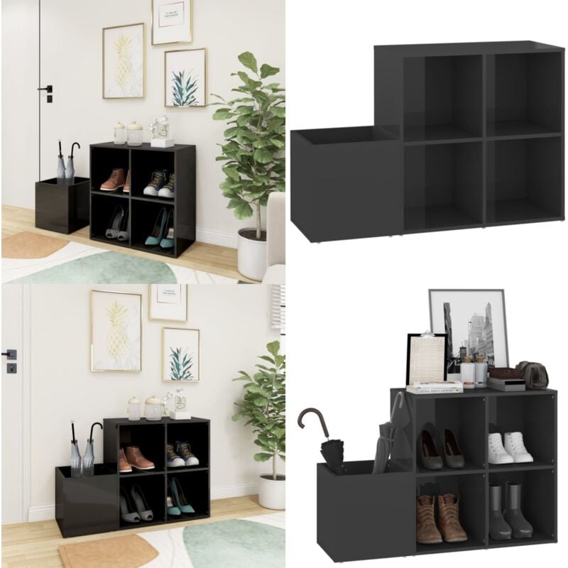 Flur-Schuhschrank Hochglanz-Grau 105x35,5x70 cm Holzwerkstoff - Flur-Schuhschrank - Schuhschrank - Holzwerkstoffmöbel - Garderobe - Schrank - Home &