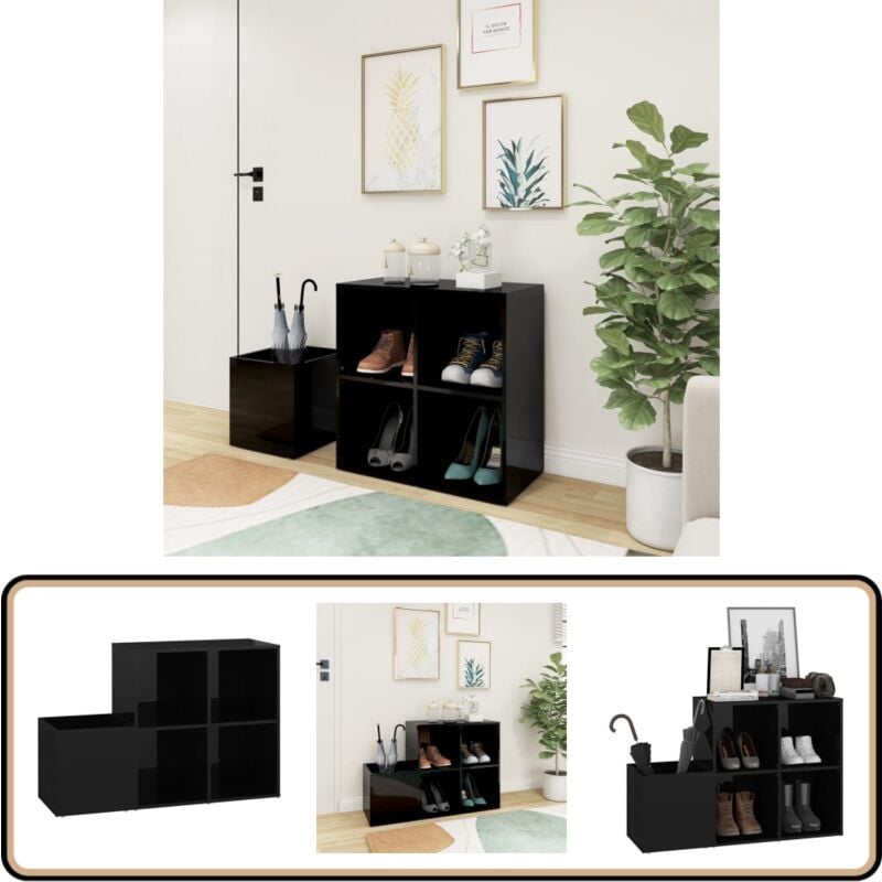 Vidaxl - Flur-Schuhschrank Hochglanz-Schwarz 105x35,5x70cm Holzwerkstoff - Flur-Schuhschrank - Schuhschrank - Holzwerkstoffmöbel - Garderobe - Schrank