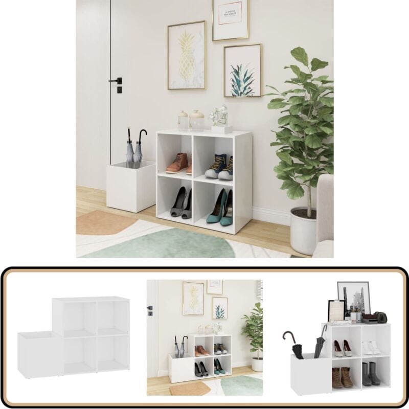 Flur-Schuhschrank Weiß 105x35,5x70 cm Holzwerkstoff - Flur-Schuhschrank - Schuhschrank - Holzwerkstoffmöbel - Weißer Schrank - Garderobe