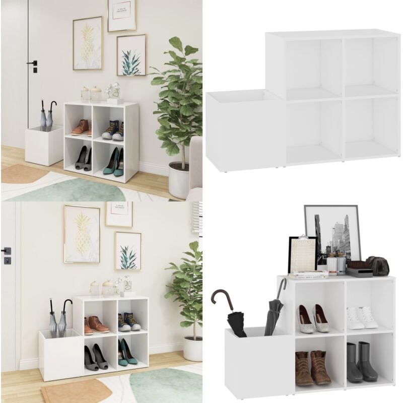 Flur-Schuhschrank Weiß 105x35,5x70 cm Holzwerkstoff - Flur-Schuhschrank - Schuhschrank - Holzwerkstoffmöbel - Weißer Schrank - Garderobe - Home &