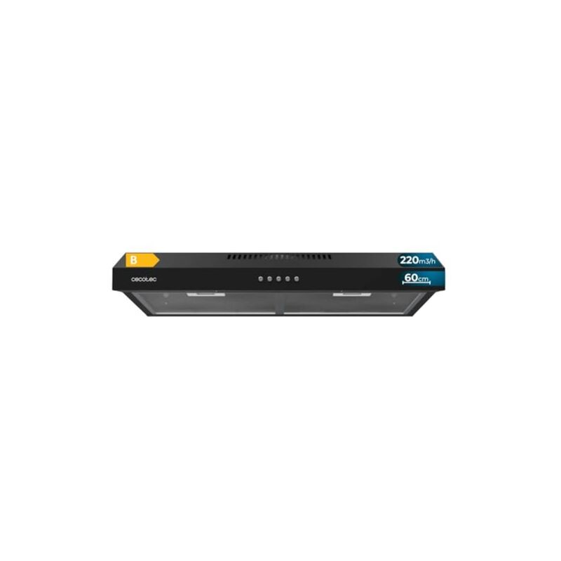 Cecotec - Flux cm 602200 Black b de 60cm de breit, schwarze Ausführung, Saugleistung 220m3/h, Motor 70W, Klasse b, mechanische Steuerung, 3 Stufen de