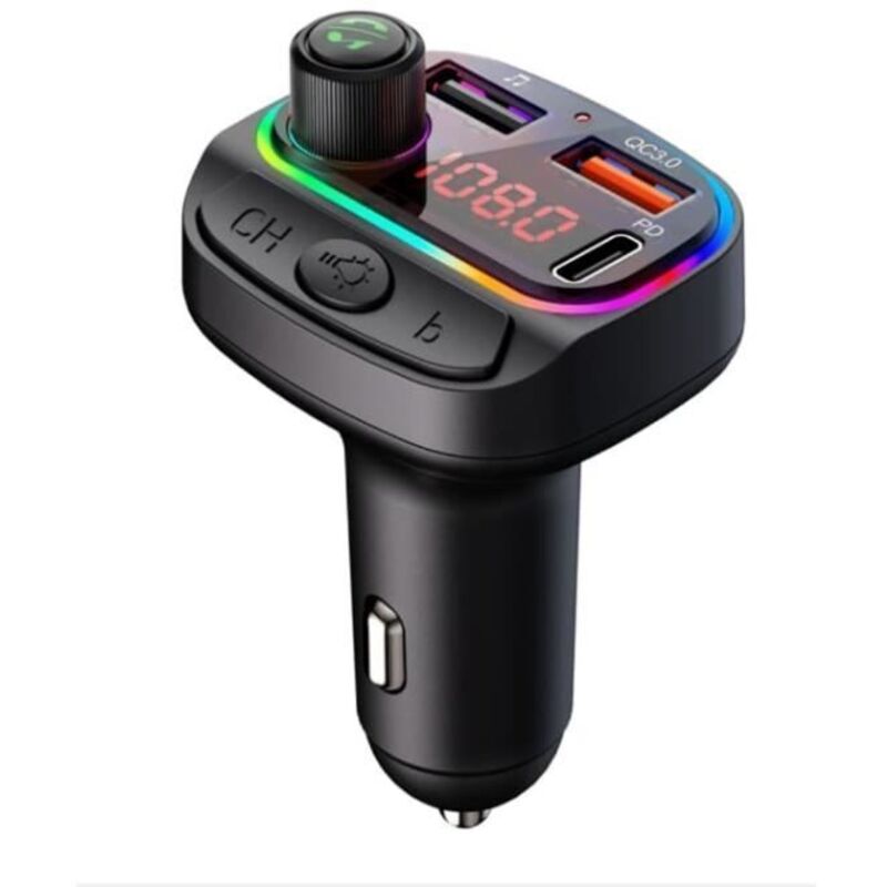 FM Bluetooth-Transmitter kompatibel mit HTC Wildfire R70, Adapter für Autoradio mit USB Musikkartenleser und Ladegerät