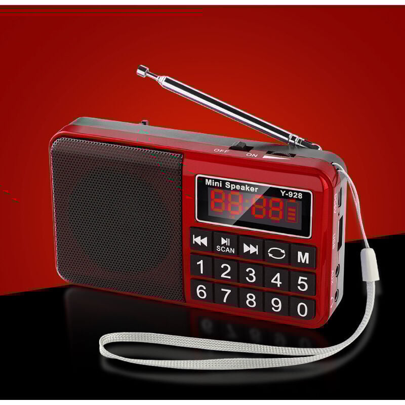 Tragbares Radio FM/AM(MW)/SW/USB/Micro-SD/MP3, Radiosender mit großen Tasten und großem Bildschirm, wiederaufladbares tragbares Radio 1200 mAh Akku