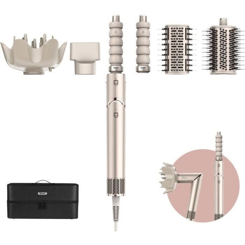 Föhn & Styler 2 in 1 - SHARK FLEXSTYLE - HD446SLEU - 5 Zubehörteile - Champagne - 1400 W - Edition 2024