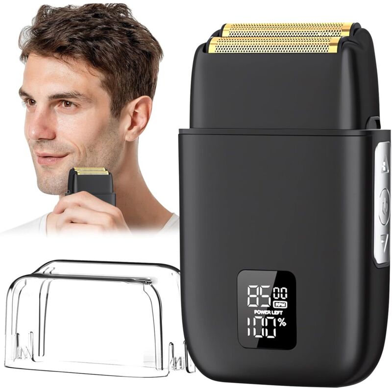 Folienrasierer für Männer, Elektrorasierer, kabellos, wasserdicht, Nass- und Trockenrasierer, LED-Anzeige, wiederaufladbar über USB