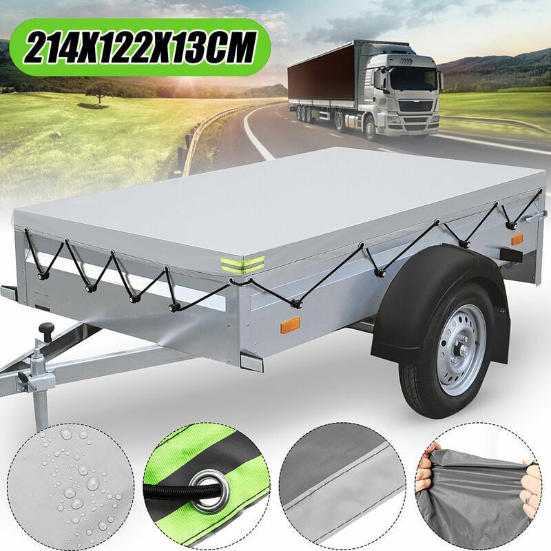 FOREHILL Anhängerabdeckung 21412213cm + Grauer wasserdichter Gummigurt