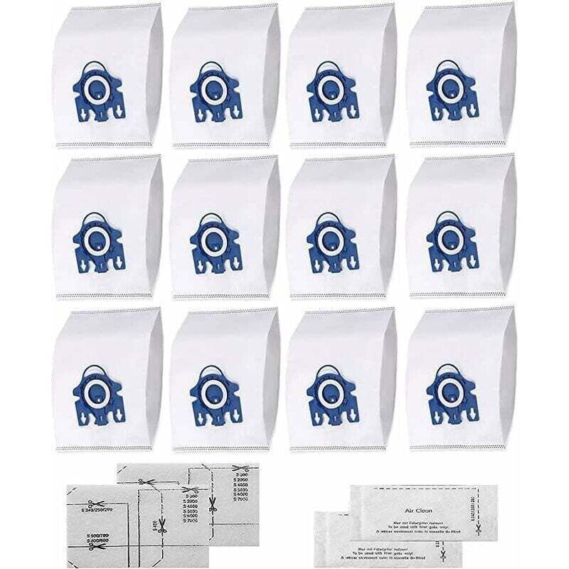 FOREHILL HyClean 3D FJM Staubsaugerbeutel für Miele (12 Beutel, 2 Motorfilter, 2 Abluftfilter) Staubsaugerbeutel für Miele GN XXL-Packung,