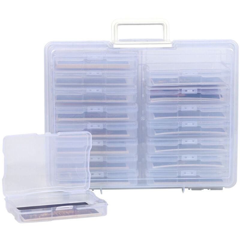Foto-Aufbewahrungsbox, 4 x 6 Fotobox, 16 Fotoclips im Inneren, transparente Fotobox zur Aufbewahrung, Foto-Organizer aus Kunststoff für Samen,