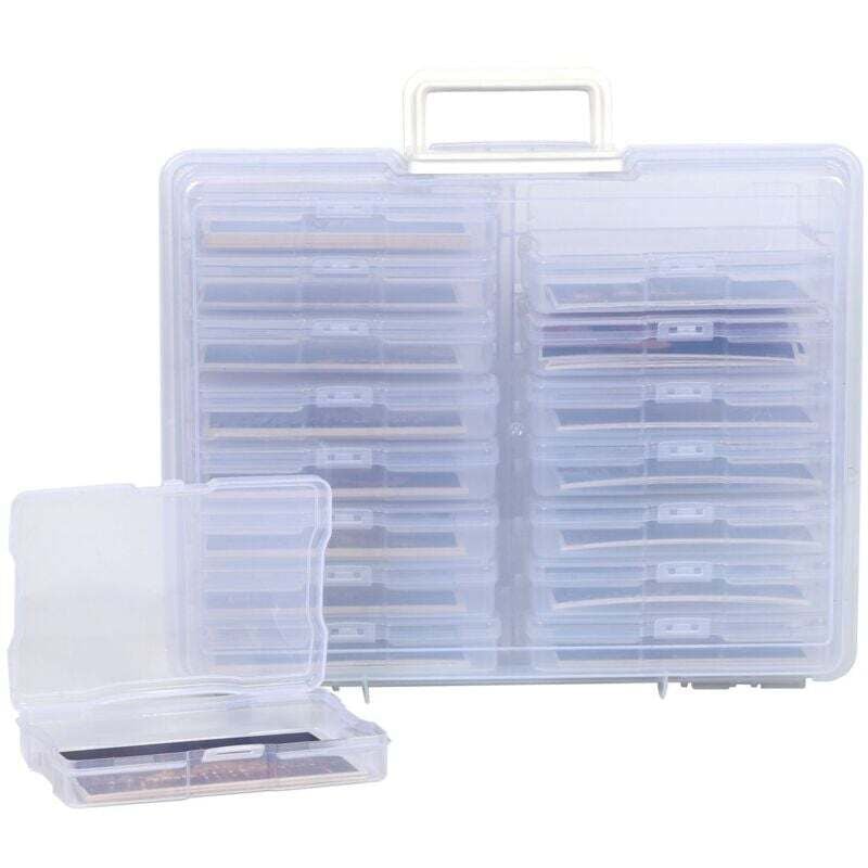 Foto-Aufbewahrungsbox, 4 x 6 Fotobox, 16 Fotoclips im Inneren, transparente Fotobox zur Aufbewahrung, Foto-Organizer aus Kunststoff für Samen,