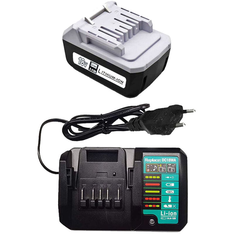 für Makita 18V 3,0Ah BL1815G Akku und DC18WA Ladegerät, Kompatibel mit Makita Ersatzakku BL1820G BL1813G BL1811G HP457D TD127D UR180D CL183D DF457D