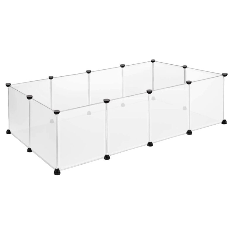 Freigehege 12Pcs Laufstall 145x75x48cm Laufgitter Welpenlaufstall Weiß Kleintiergehege 35x45cm per Stück Freilaufgehege DIY Erweiterbar ohne Tür NAIZY