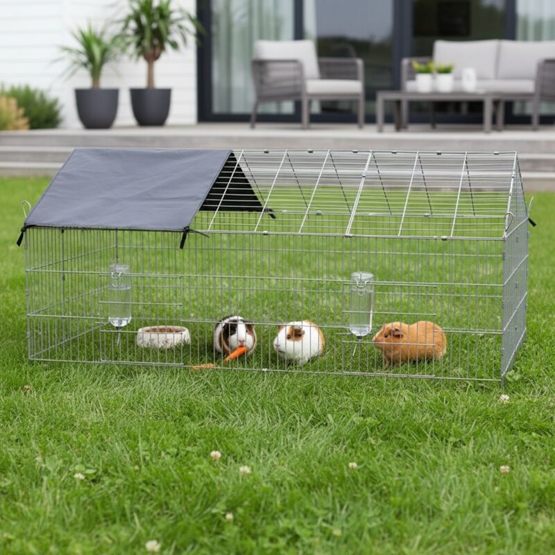 Freigehege mit Sonnenschutz Tiergehege Tierlaufstall Freigehege Freilauf Freilaufgehege Kaninchenkäfig Kaninchenstall Gehege