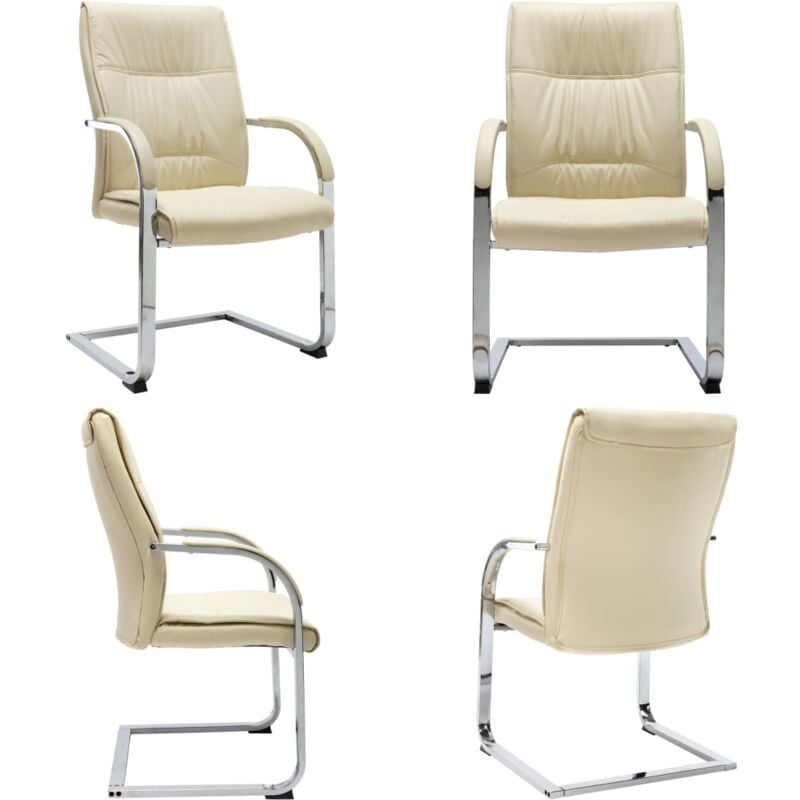 Vidaxl - Freischwinger Bürostuhl Creme Kunstleder - Bürostuhl - Bürostühle - Home & Living - Creme