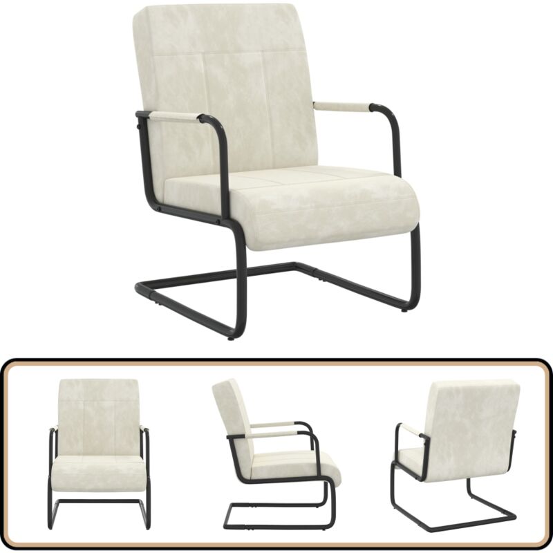 Vidaxl - Freischwinger Cremeweiß Samt - Samtsessel - Industrieller Sessel - Designer Sessel - Bequemer Sessel - Cremeweiss Sessel