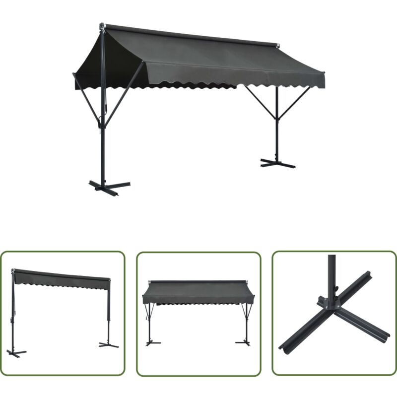 The Living Store Freistehende Markise 400x300 cm Anthrazit - Freistehende Markise - Gartensonnenmarkise - Sonnenschutz - Outdoor Möbel