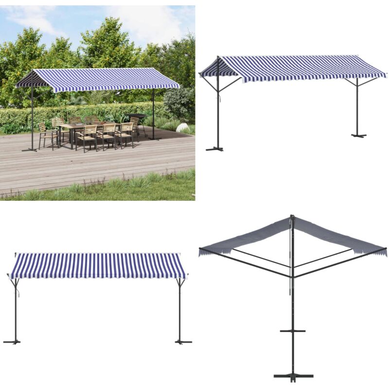 Vidaxl - Freistehende Markise Blau und Weiß 500x300 cm Stoff und Stahl - Freistehende Markise - Sonnenschutz - Gartensonnenmarkise - Markise Blau