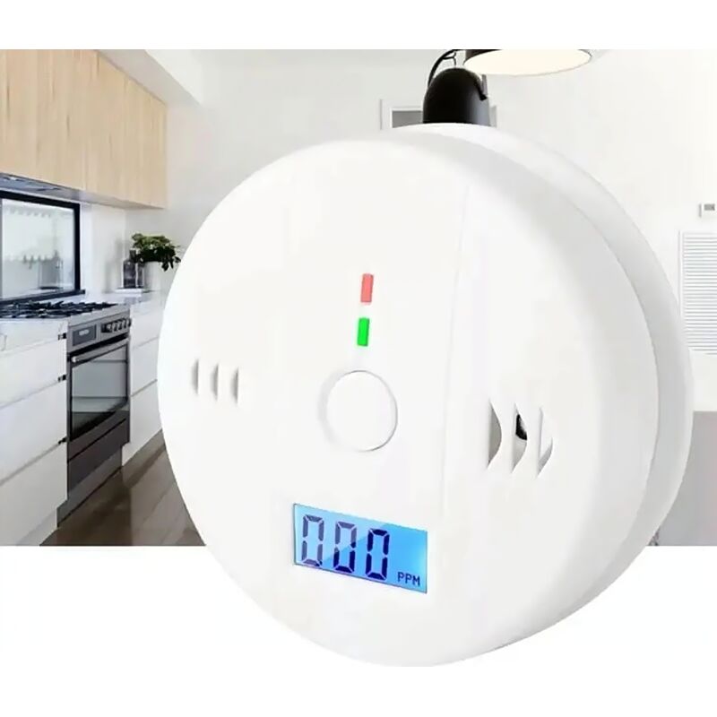 Freistehender Kohlenmonoxidmelder, Rauchmelder, CO-Melder, Alarmsensor mit LCD-Display, Speicherfunktion, batteriebetrieben, für Zuhause,