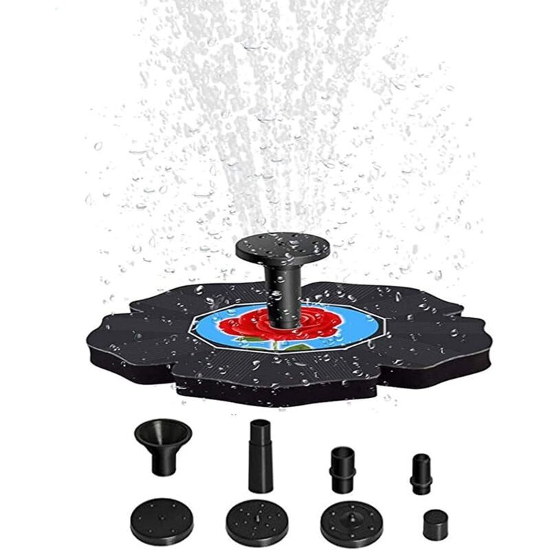 Schwimmende Solar-Blumenbrunnen-Teichpumpe 16cm, 4 Düsen, energiesparender Solarbrunnen, solarbetriebener Vogeltränken