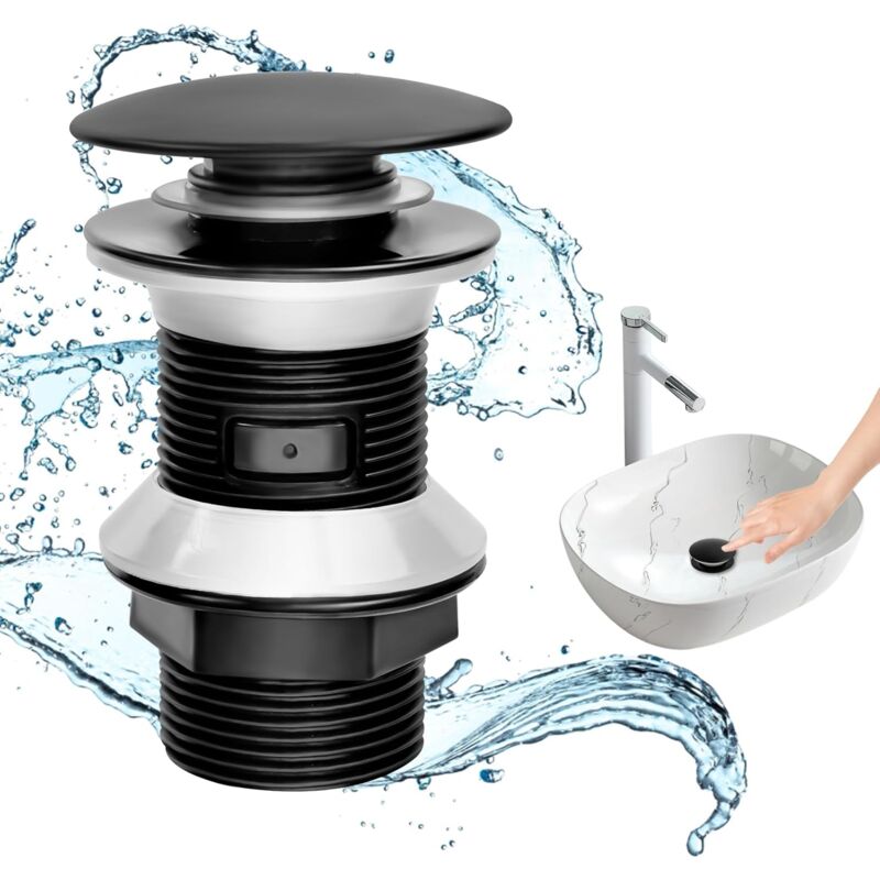 Bluedeer - Freistehender Wannenablauf, Schwarz, Pop-up-Ablauf für freistehende Badewanne, freistehende Badewanne, Abflussset mit