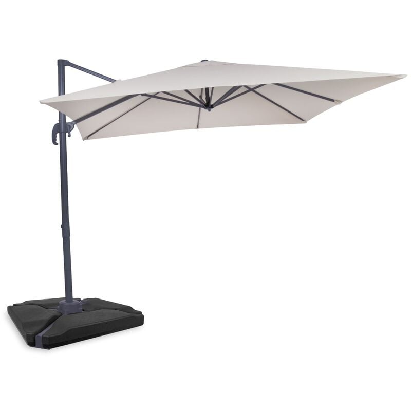 Freitragender Premium-Sonnenschirm Pisogne 300x300cm – Robuster Sonnenschirm – Kombi-Set inklusive füllbaren Premium-Sonnenschirmfliesen – Um 360°