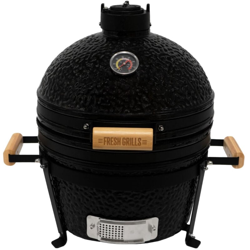 Kamado Holzkohlegrill 33cm Schwarz Keramikgrill Mini Ofen BBQ Ei Kohl Smoker