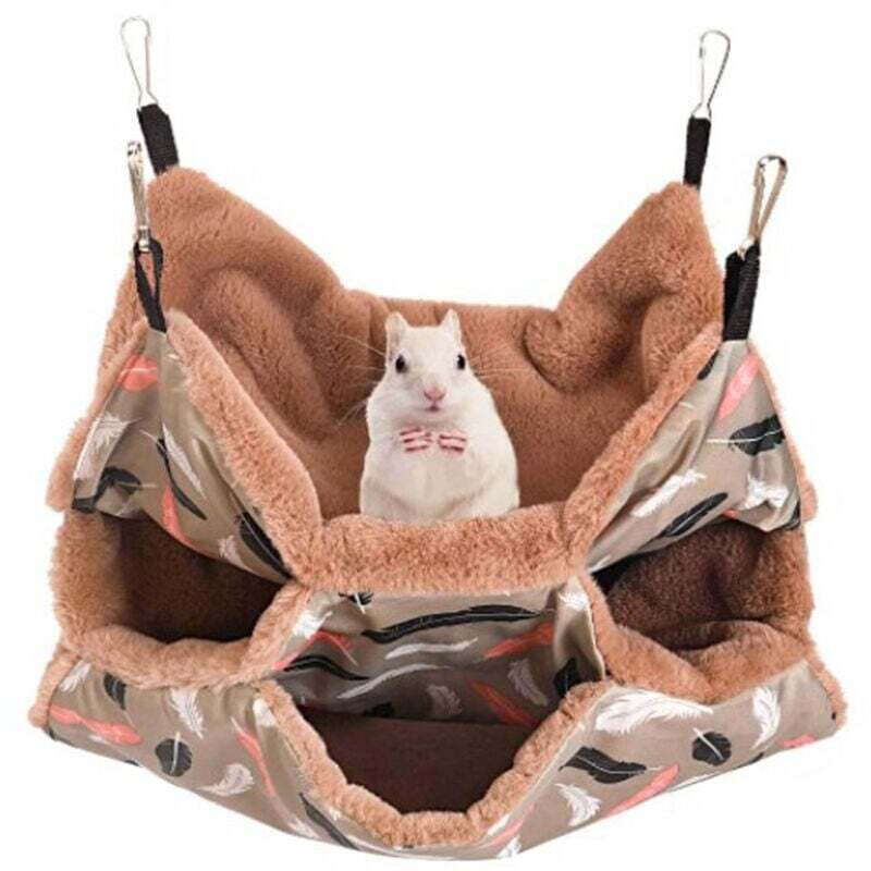Frettchen-Hängematte, Chinchilla, 34 x 34 cm, Kleintier-Hängematte, Kaninchen-Hängematte, doppellagig, weiche Hängematte für Hamster, Chinchilla,