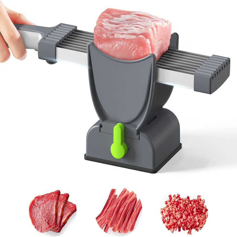 Frischfleischschneider, einstellbare Schnittstärke 2 oder 4 mm, 17-in-1 Küchenmesser aus Edelstahl, manueller Fleischschneider, Rind- und