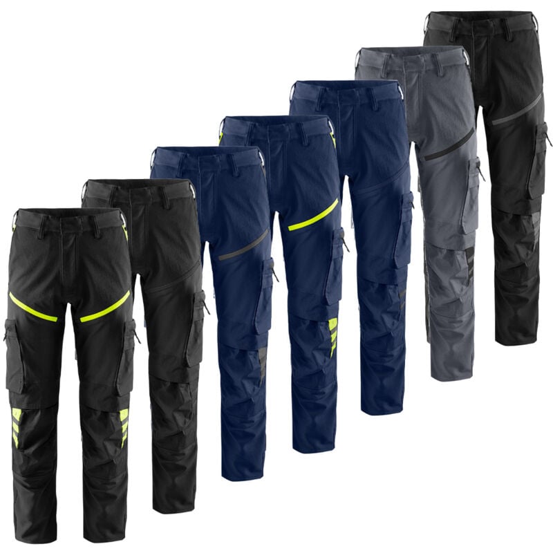 Fristads Stretch 2653 LWS Arbeitshose mit mehreren Taschen - 54 (EU) - Schwarz / Gelb