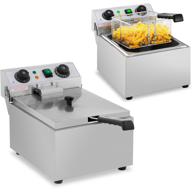 Royal Catering - Elektro-Fritteuse Edelstahl Gastronomie Kapazität 10 l Kaltzone 3200 w Timer