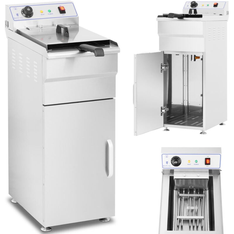 Royal Catering - Friteuse Fritteuse Edelstahl Gastro Profi 400V Kapazität 16 l Unterschrank