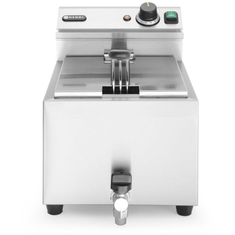 Hendi - Profi Line Fritteuse mit Ablasshahn, 8 l, Profi Line, 8L, Hellgrau, 230V/3500W, 305x515x(H)354mm