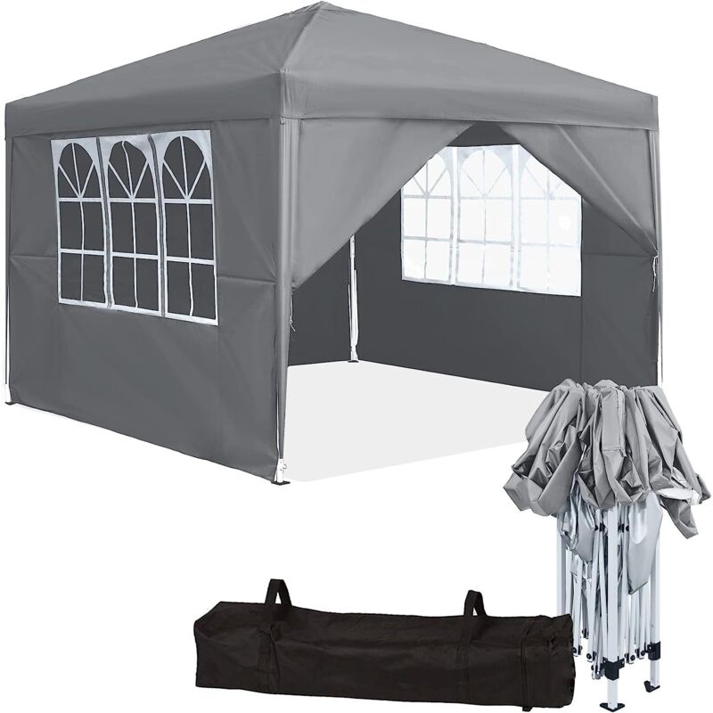 Froadp Garten Pavillons 3x3m Klappbare Gartenpavillon Pop-up Faltpavillon mit 4 Seitenteilen & Tasche Sonnenschutz Festzelt Set Wasserdicht Partyzelt