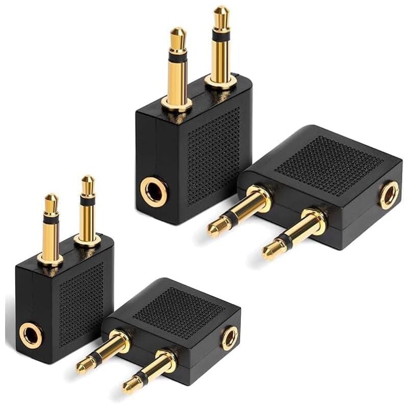 Frypay 4er Pack Flugzeug Adapter für Kopfhörer Flugzeug Adapter kopfhörer, vergoldet für alle Fluggesellschaften