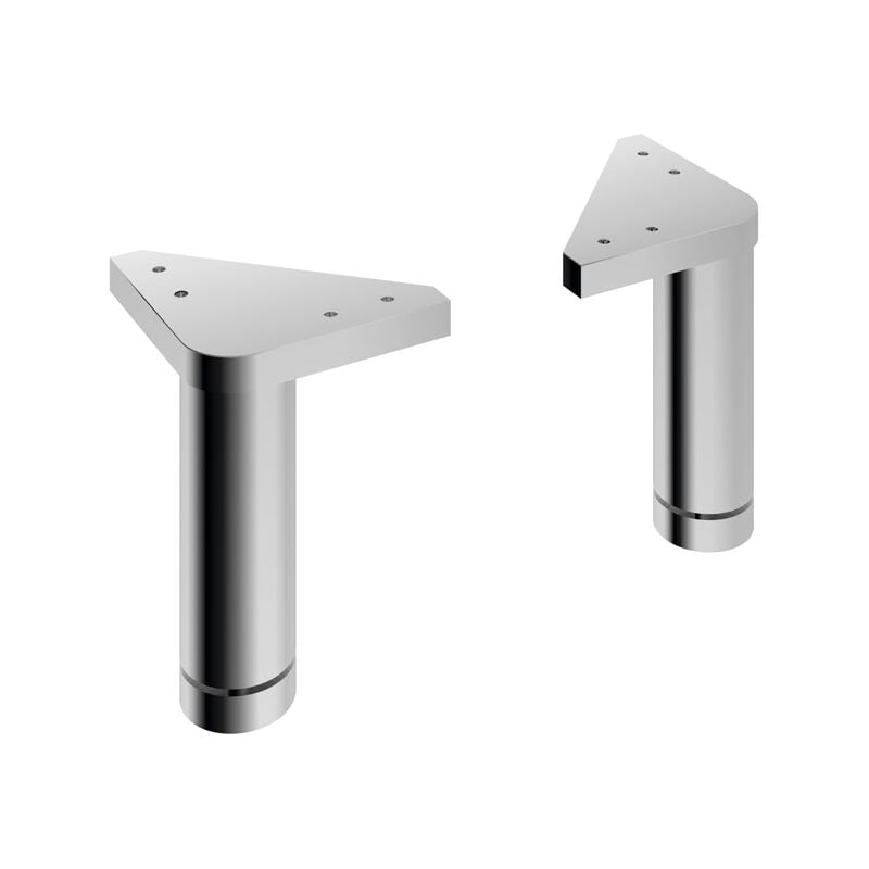 Lomadox - Fuß Set (2Stk.) rund für Badmöbel QUEBEC-66 in chrom Glanz, b/h/t: ca. 14/10/12 cm