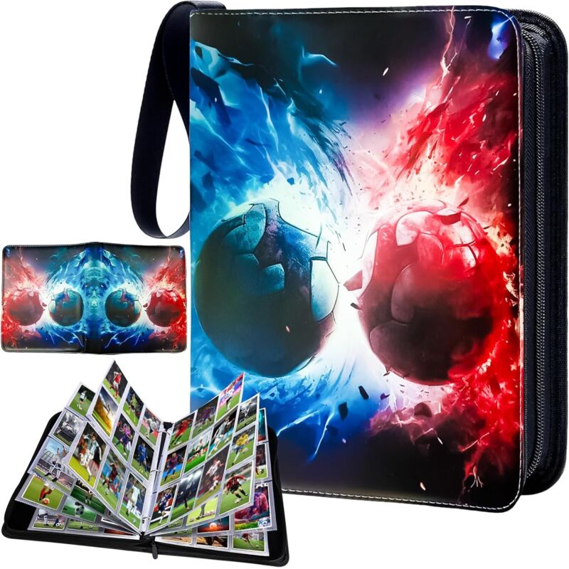Fußball-Sammelkarten-Ordner, 50 Seiten, 900 Fächer, einteiliger Ordner, wasserdichtes, tragbares Sammelkarten-Album