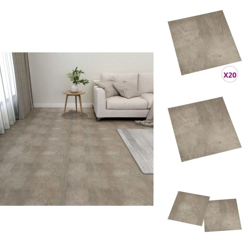 PVC-Fliesen Selbstklebend 20 Stk. 1,86 m² Grau - pvc Fliesen - Vinylboden - Selbstklebender Bodenbelag - Grauer Boden - Wohnraum Dekoration