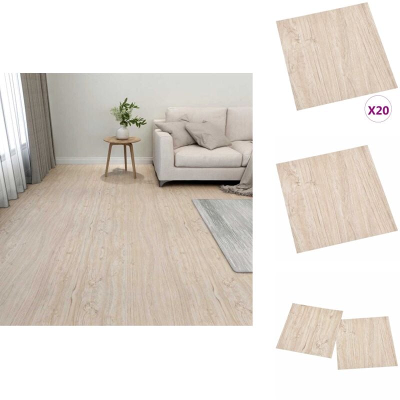 PVC-Fliesen Selbstklebend 20 Stk. 1,86 m² Hellbraun - PVC Fliesen - Selbstklebender Bodenbelag - Wohnraum Dekoration - Badezimmer Boden - Küche Boden